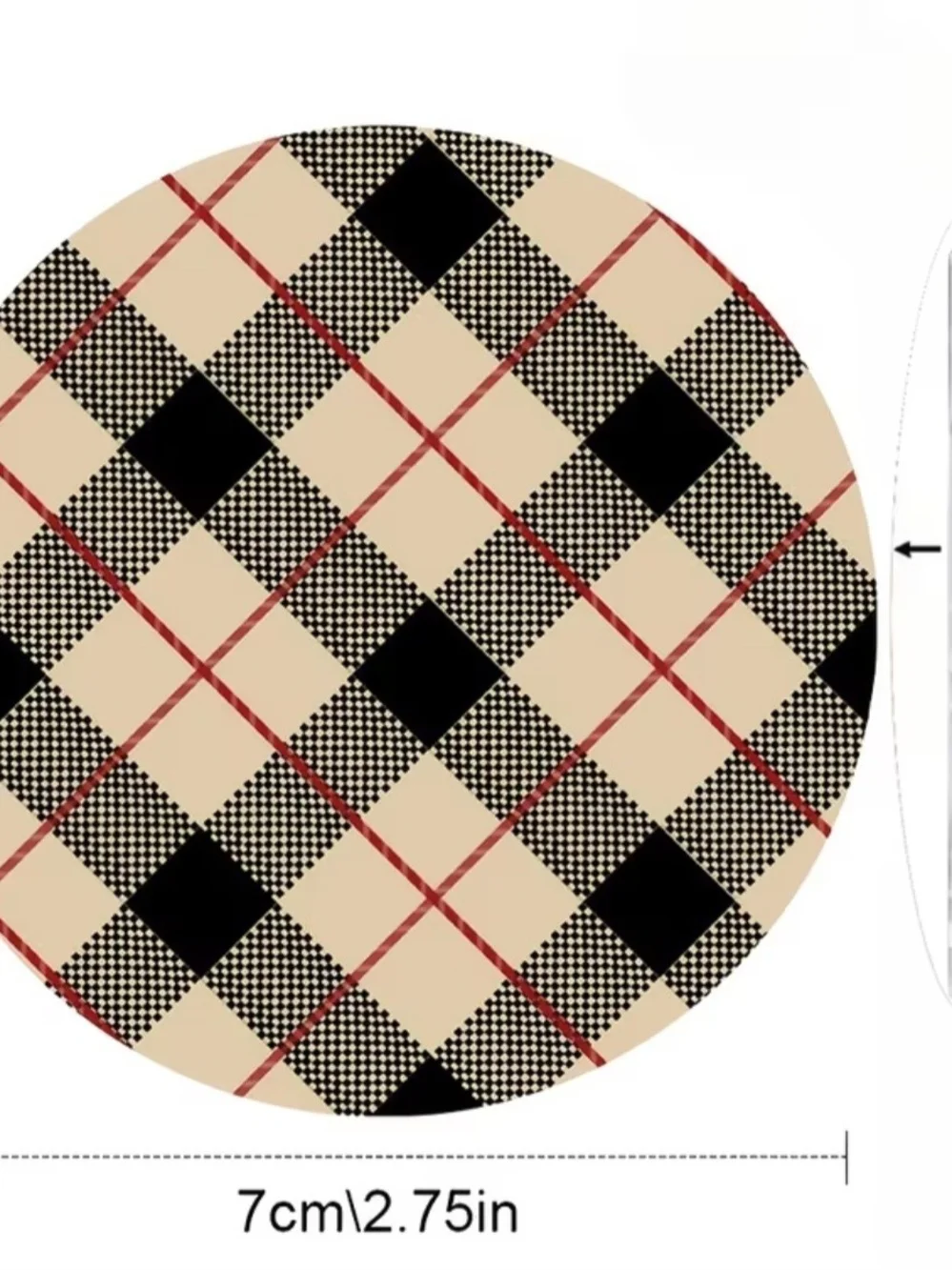 Plaid Car Cup Holder (2) Coasters - Tan & Black Plaid